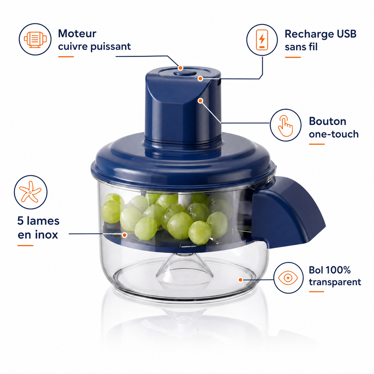 Éplucheur Électrique Automatique Transparent 5 Lames — Fruits & Légumes